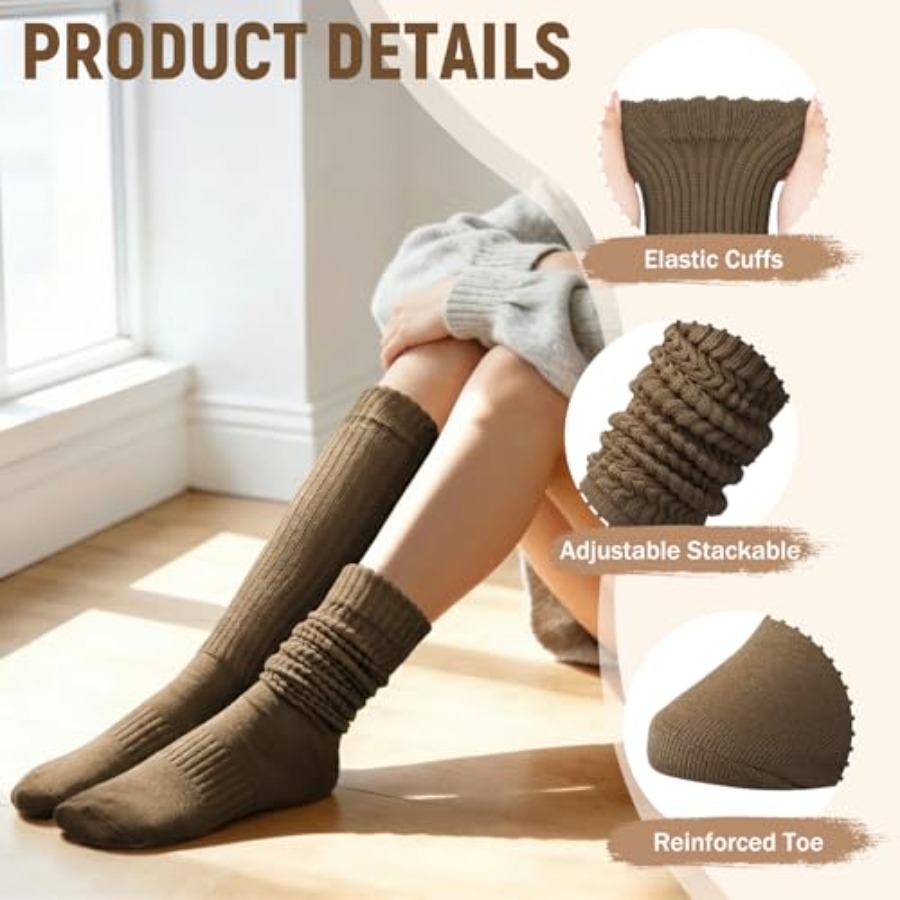 Chalier 5 Pairs Slouchy Socks  - Boot Sock Slouchy avis et prix