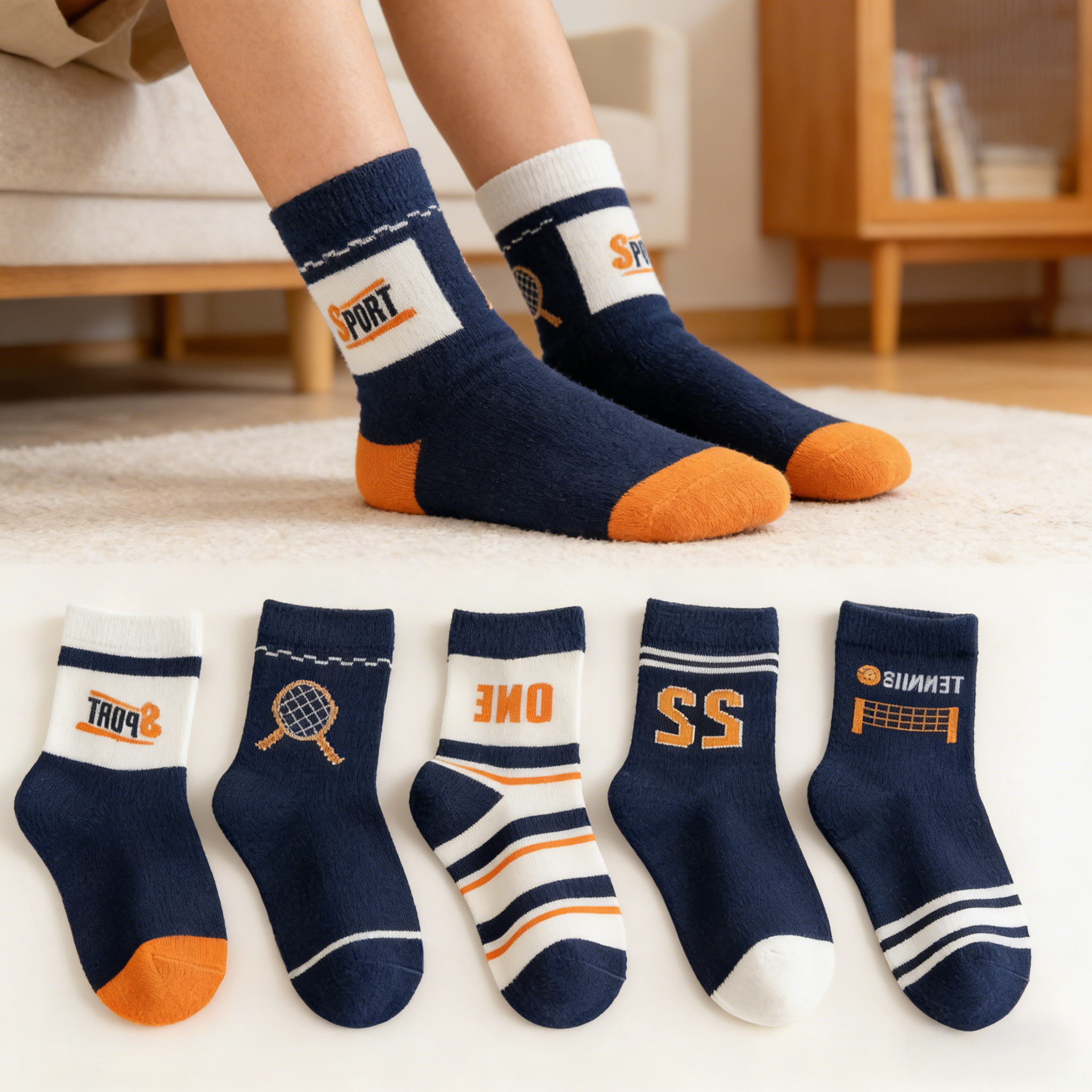 Children's Socks 5-Pack – Boys - Cotton Crew Sock Pack avis et prix