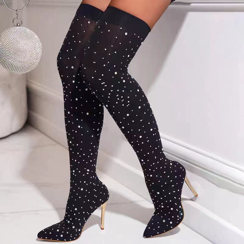 Rhinestone Slim Leg Stretch So - Knee High Sock Women avis et prix