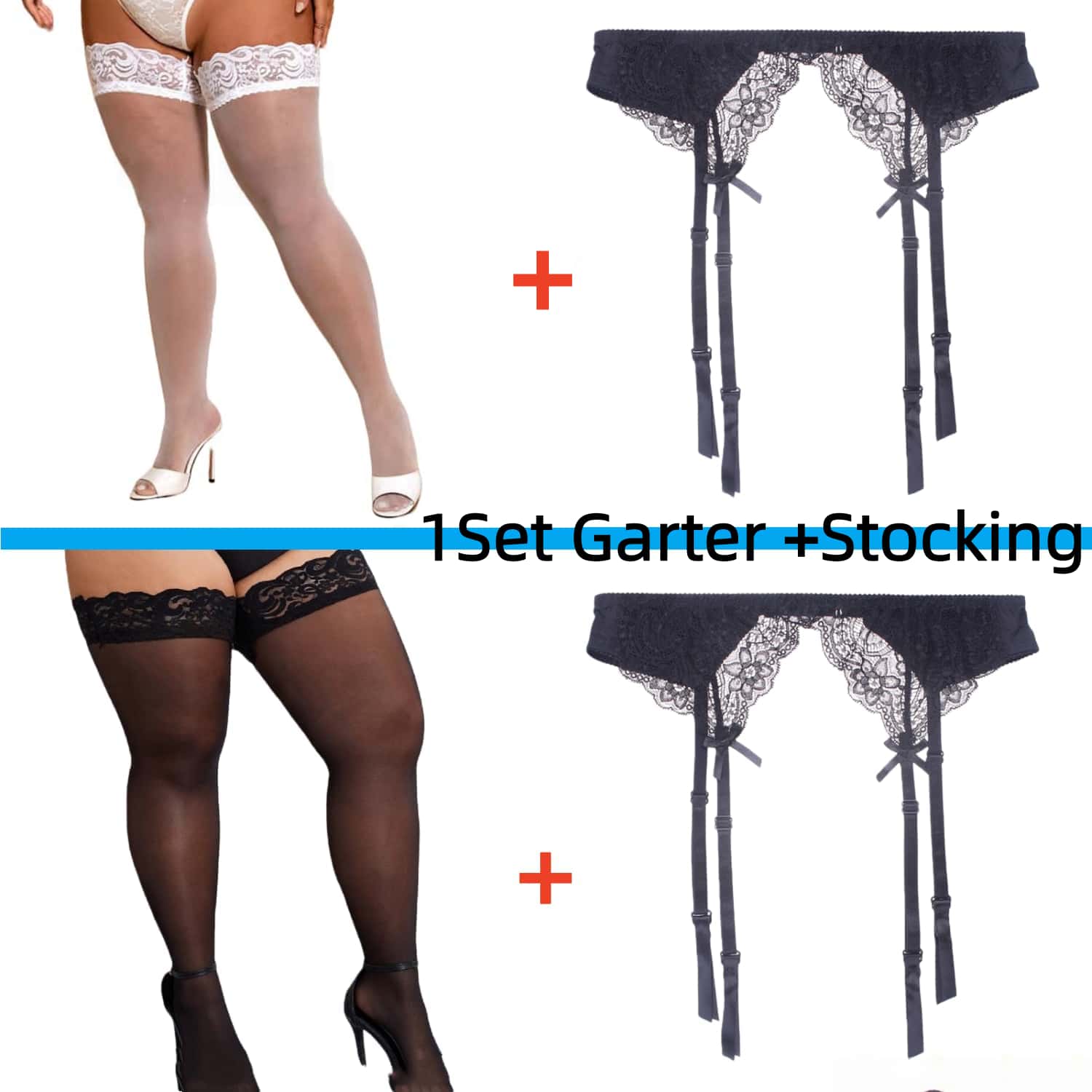 2PCS Women's Suspender Lace St - Tights Pantyhose Sheer avis et prix