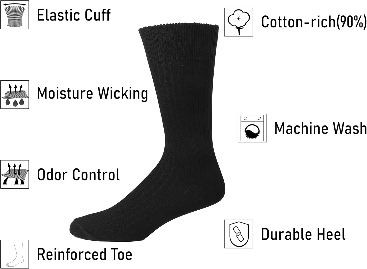 Men Dress Socks 5-Pack Plain R - Cotton Crew Sock Pack avis et prix